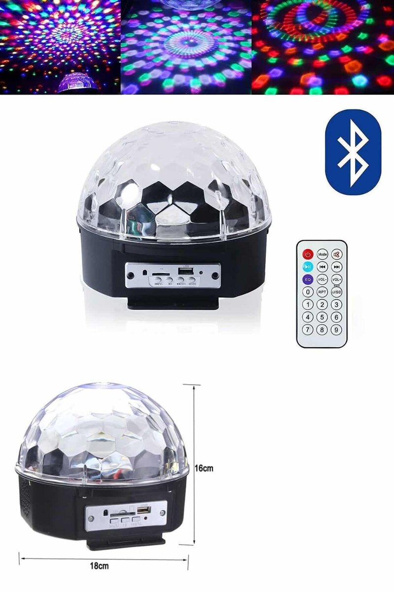 Küre Disko Topu Müzik Çalar Renkli Lazer Işıklı Bluetooth Disko Parti Işığı Kumandalı Küre Disko Topu Müzik Çalar Renkli Lazer Işıklı Bluetooth Disko Parti Işığı Kumandalı