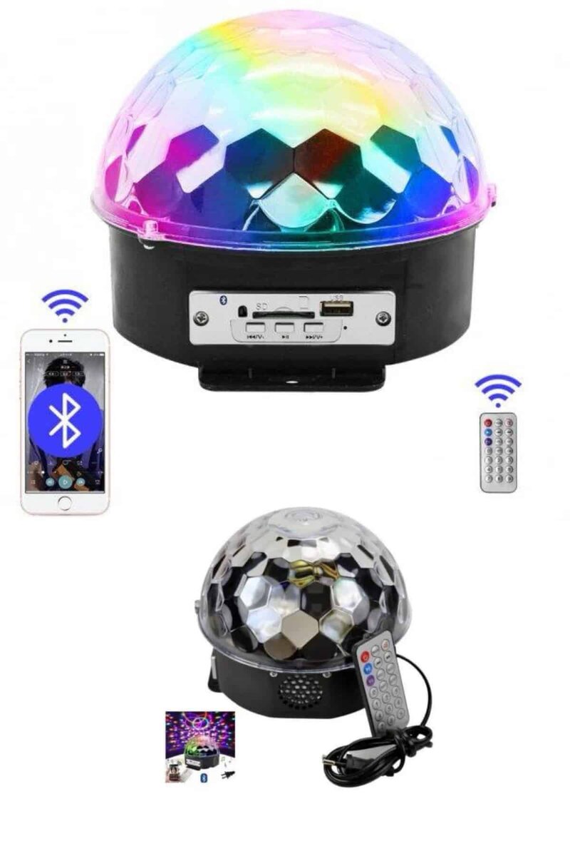 Küre Disko Topu Müzik Çalar Renkli Lazer Işıklı Bluetooth Disko Parti Işığı Kumandalı Küre Disko Topu Müzik Çalar Renkli Lazer Işıklı Bluetooth Disko Parti Işığı Kumandalı