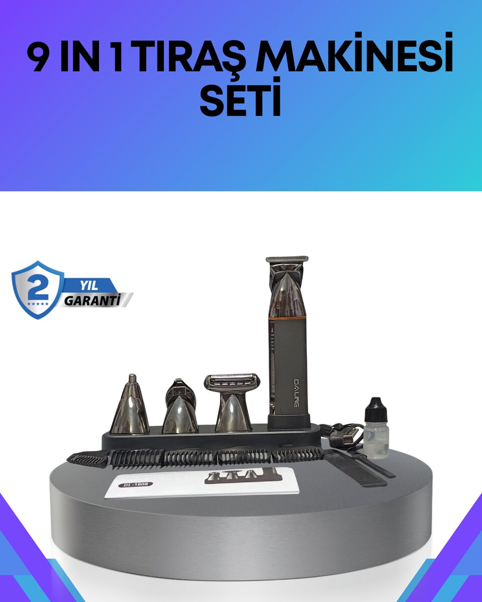 Çok Fonksiyonlu 9’u 1 Arada Tıraş Makinesi Şarjlı Saç Sakal Düzeltici Çok Fonksiyonlu 9’u 1 Arada Tıraş Makinesi Şarjlı Saç Sakal Düzeltici