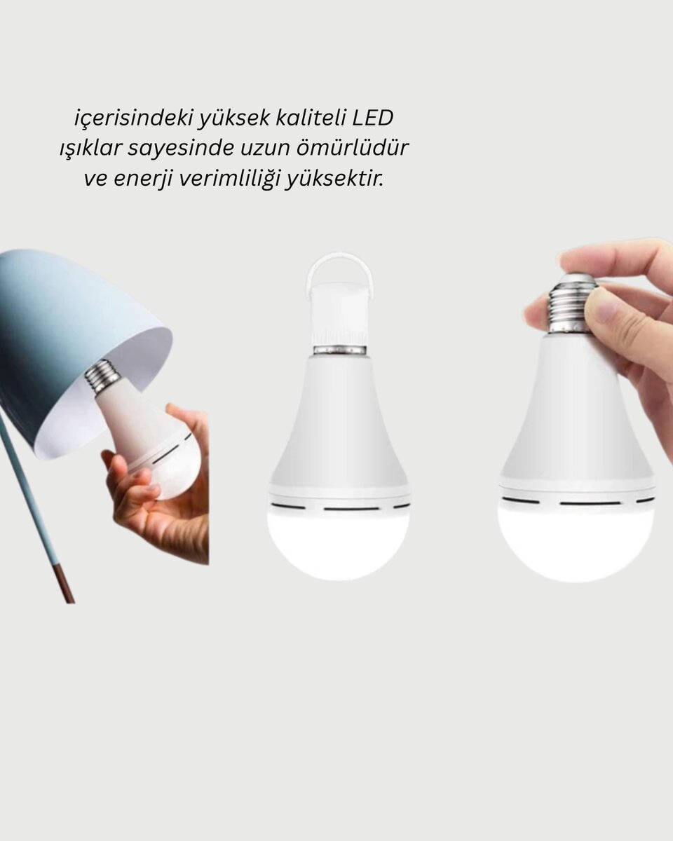 30W Şarjlı LED Ampul E27 Duy %80 Enerji Tasarruflu Soğuk Beyaz 30W Şarjlı LED Ampul E27 Duy %80 Enerji Tasarruflu Soğuk Beyaz