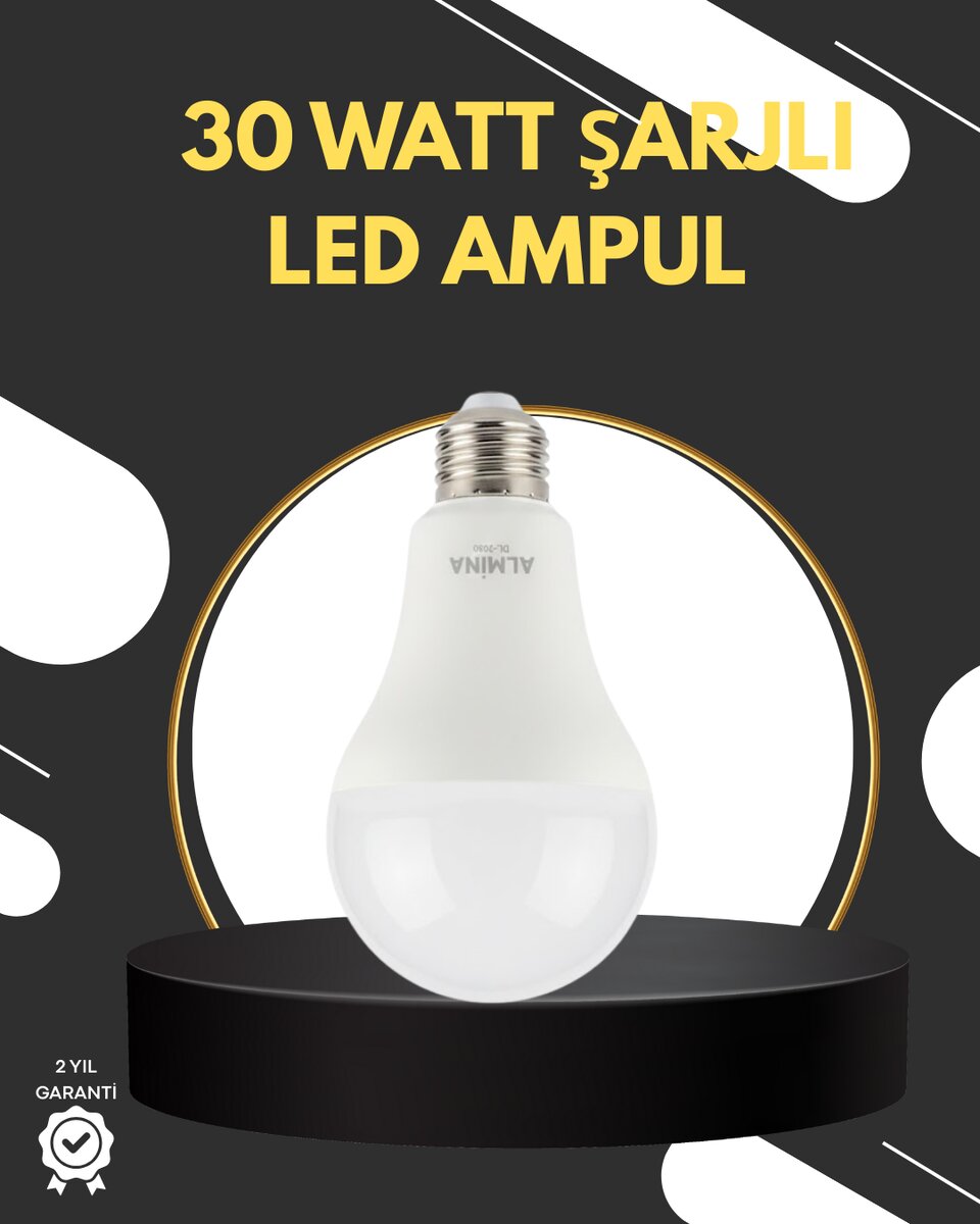 Acil Durumlar İçin Şarjlı LED Ampul 6400K Soğuk Beyaz 30 Watt Acil Durumlar İçin Şarjlı LED Ampul 6400K Soğuk Beyaz 30 Watt