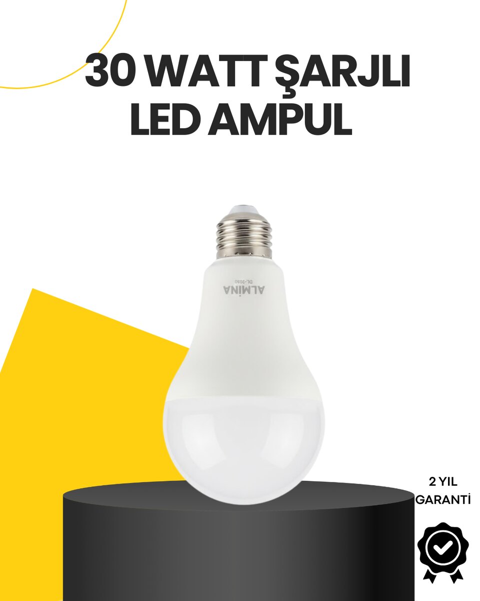 Yüksek Işık Güçlü Şarjlı LED Ampul E27 30W Enerji Tasarruflu Yüksek Işık Güçlü Şarjlı LED Ampul E27 30W Enerji Tasarruflu