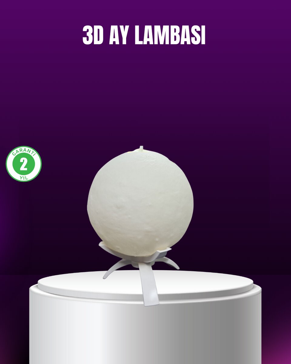 Şarjlı 3D Baskılı 16 Renk Ay Lambası Ahşap Stand ve Uzaktan Kumanda Şarjlı 3D Baskılı 16 Renk Ay Lambası Ahşap Stand ve Uzaktan Kumanda