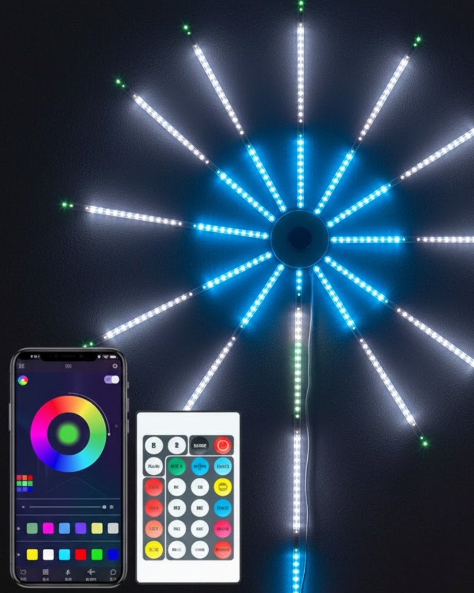 RGB LED Duvar Dekoru Sökülebilir Kollu Havai Fişek Işık Sistemi RGB LED Duvar Dekoru Sökülebilir Kollu Havai Fişek Işık Sistemi