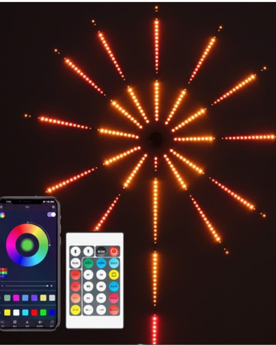 Uygulama Destekli RGB LED Havai Fişek Duvar Aydınlatması Uygulama Destekli RGB LED Havai Fişek Duvar Aydınlatması