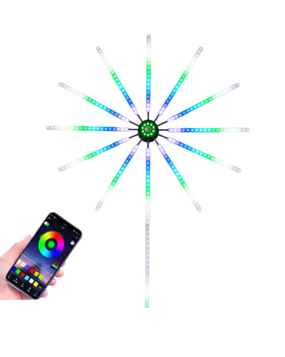 Uygulama Destekli RGB LED Havai Fişek Duvar Aydınlatması Uygulama Destekli RGB LED Havai Fişek Duvar Aydınlatması