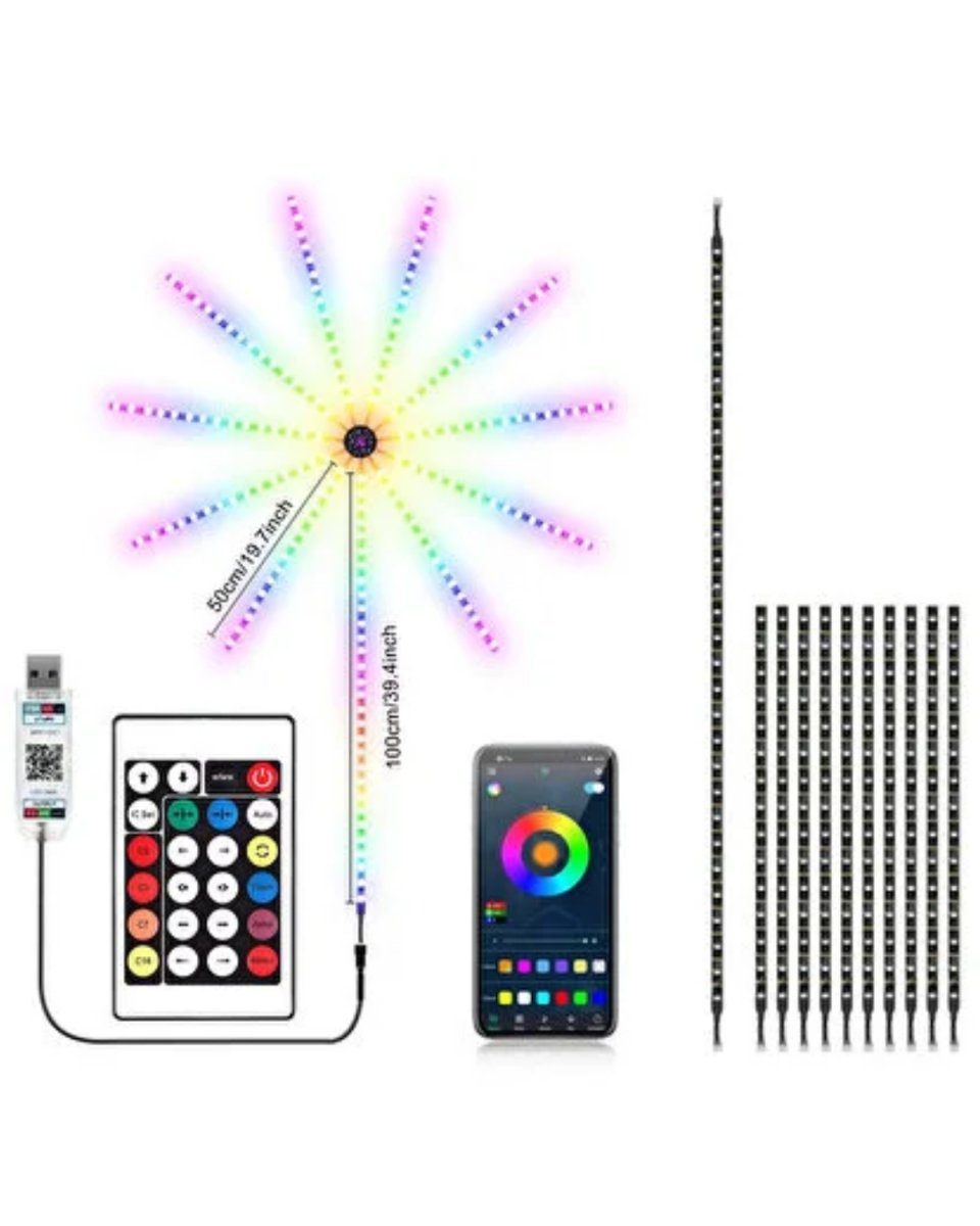 Uygulama Destekli RGB LED Havai Fişek Duvar Aydınlatması Uygulama Destekli RGB LED Havai Fişek Duvar Aydınlatması
