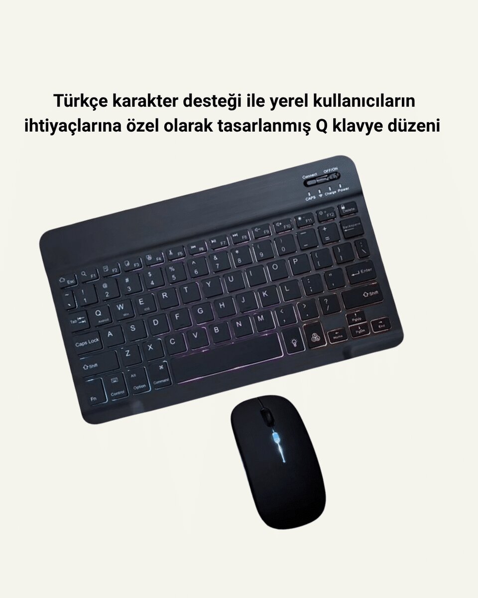 RGB Aydınlatmalı Şarjlı Kablosuz Klavye ve Mouse Seti – Modern ve Kompakt Tasarım RGB Aydınlatmalı Şarjlı Kablosuz Klavye ve Mouse Seti – Modern ve Kompakt Tasarım
