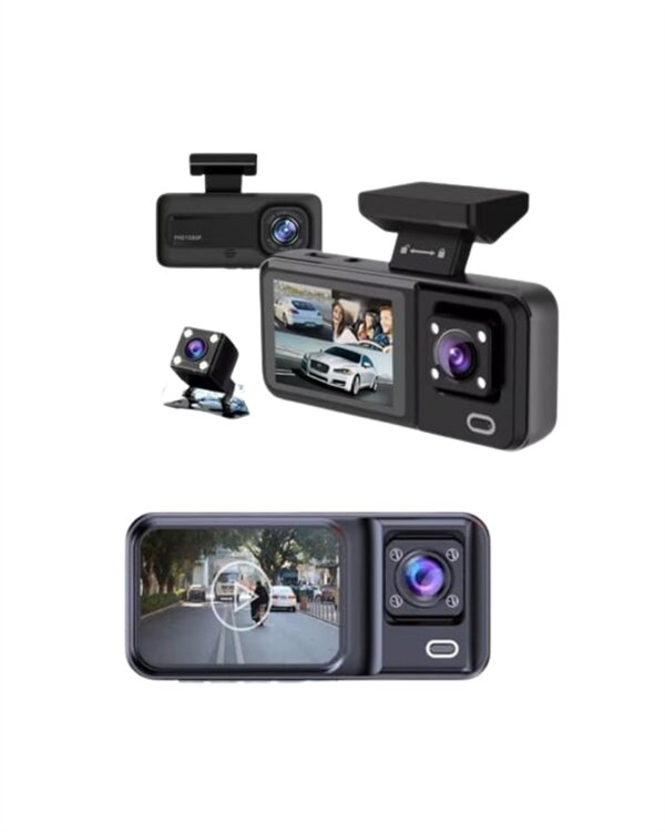 Tam Kapsamlı Araç Güvenliği: 3 Kameralı Full HD Kayıt Sistemi ile Ön, İç ve Arka Görüş Tam Kapsamlı Araç Güvenliği: 3 Kameralı Full HD Kayıt Sistemi ile Ön, İç ve Arka Görüş