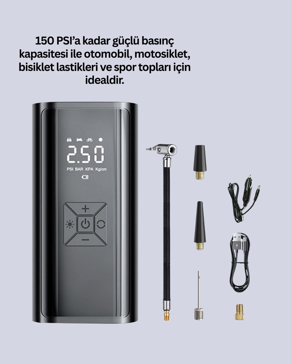 Bisiklet, Motosiklet ve Araçlar İçin Çok Amaçlı Hava Pompası Bisiklet, Motosiklet ve Araçlar İçin Çok Amaçlı Hava Pompası