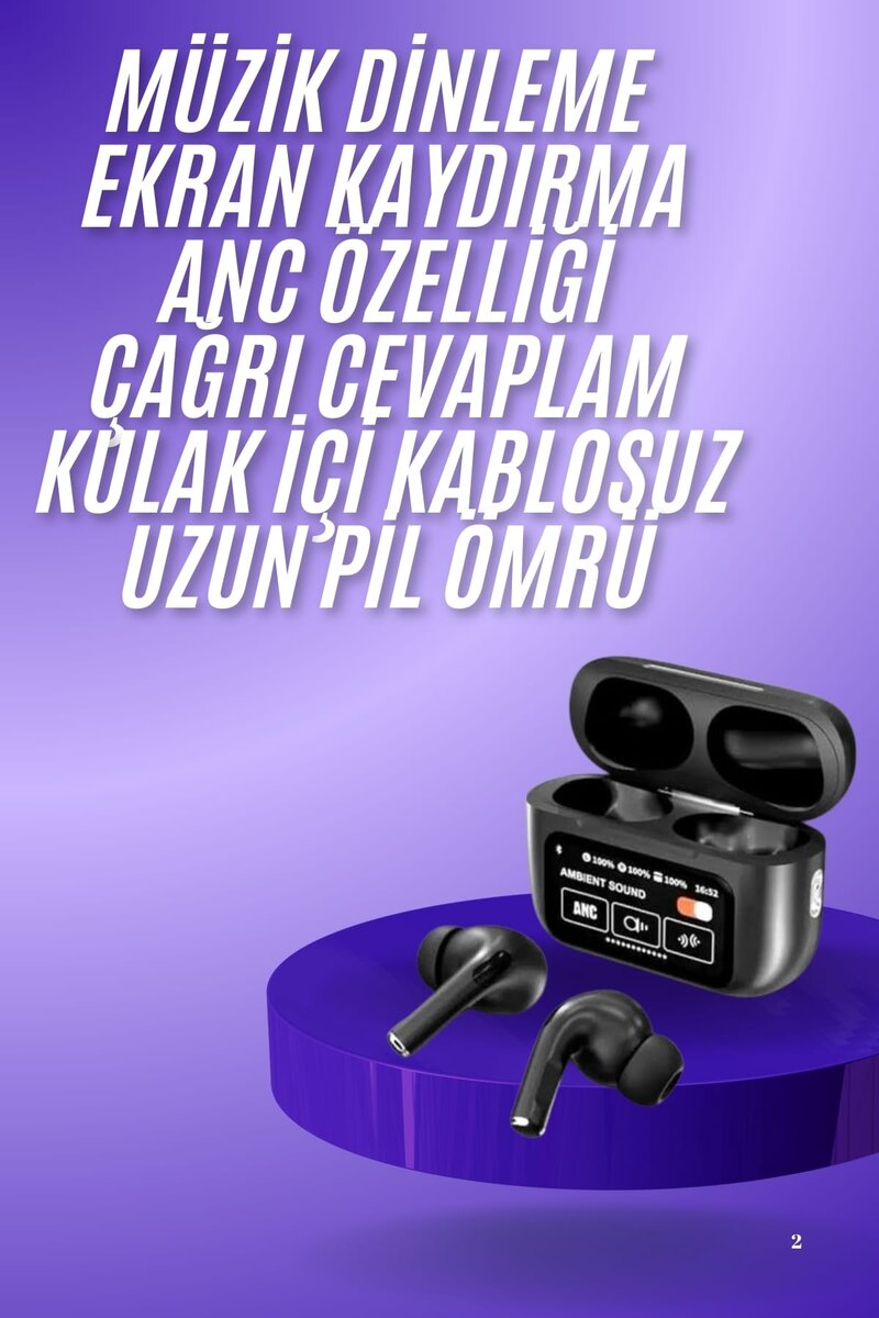 Yeni Nesil ANC Özellikli Çağrı Cevaplayan Dokunmatik Ekranlı Bluetooth Kulaklık Siyah Yeni Nesil ANC Özellikli Çağrı Cevaplayan Dokunmatik Ekranlı Bluetooth Kulaklık Siyah