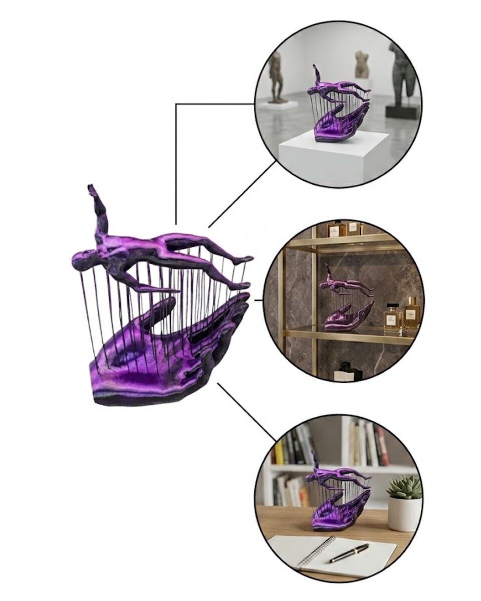 3D Mor İnsan Figürü Dekoratif Duvar ve Masa Üstü Sanat Objesi 3D Mor İnsan Figürü Dekoratif Duvar ve Masa Üstü Sanat Objesi