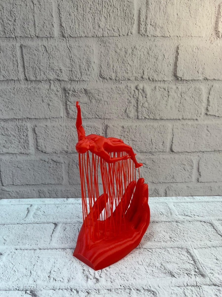 3D El Formlu İnsan Figürü Kırmızı Modern Soyut Dekoratif Biblo 12x18 cm