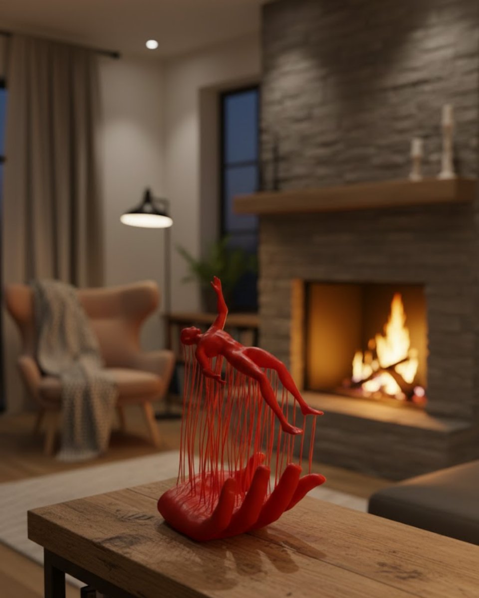 3D El İnsan Figürü Kırmızı Minimal Modern Ev ve Ofis Dekoru 12x18 cm 3D El İnsan Figürü Kırmızı Minimal Modern Ev ve Ofis Dekoru 12x18 cm