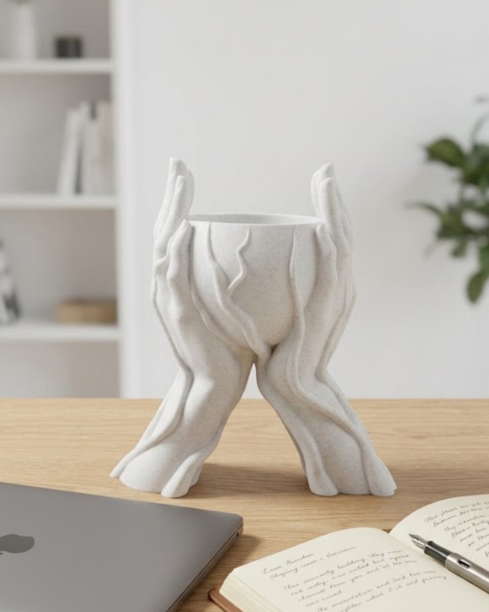 Estetik El Figürlü Dekoratif 3D Baskı Vazo Saksı Ev Dekorasyonu Estetik El Figürlü Dekoratif 3D Baskı Vazo Saksı Ev Dekorasyonu