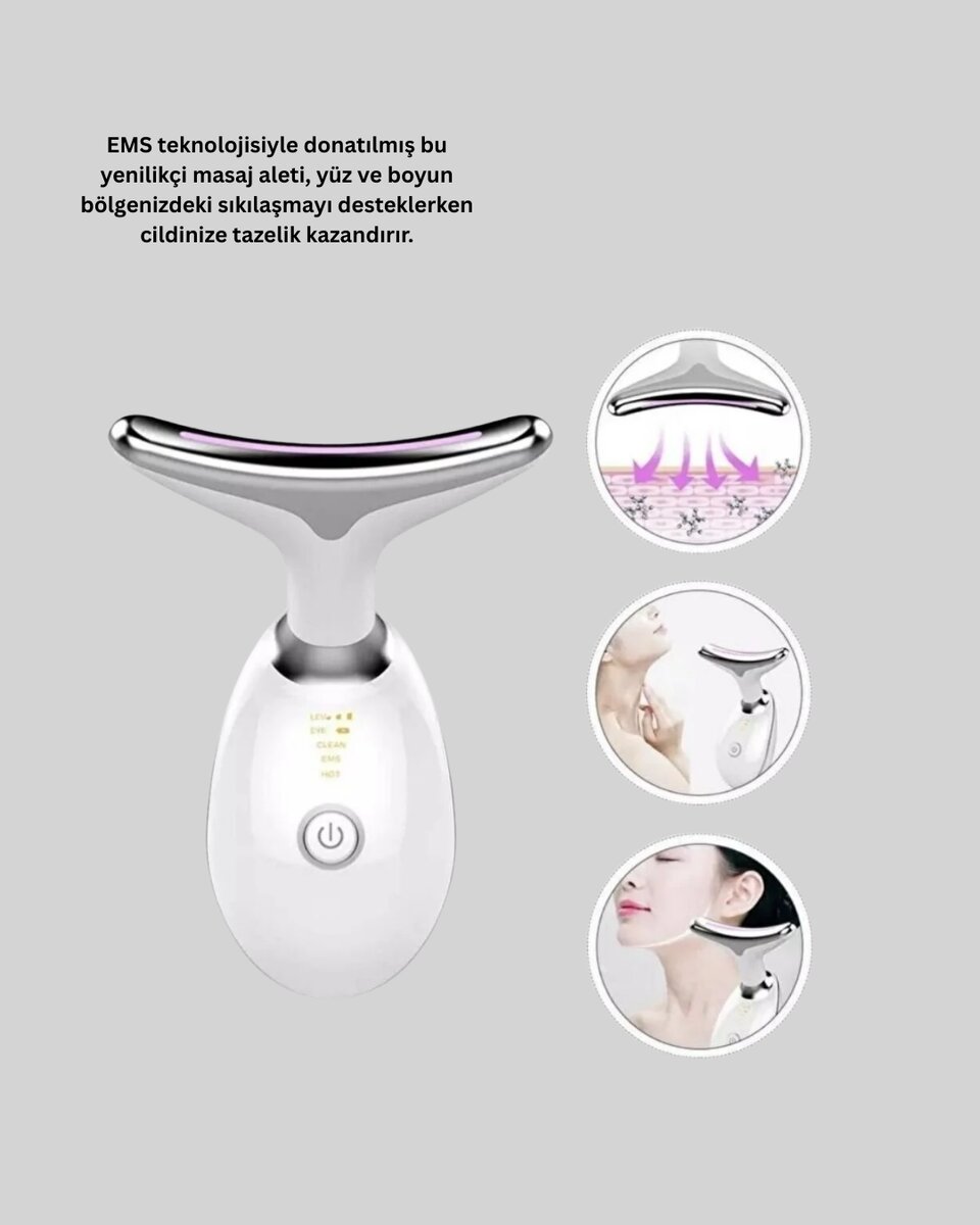 USB Şarjlı LED Işık Terapili Yüz Boyun Bakım Cihazı USB Şarjlı LED Işık Terapili Yüz Boyun Bakım Cihazı