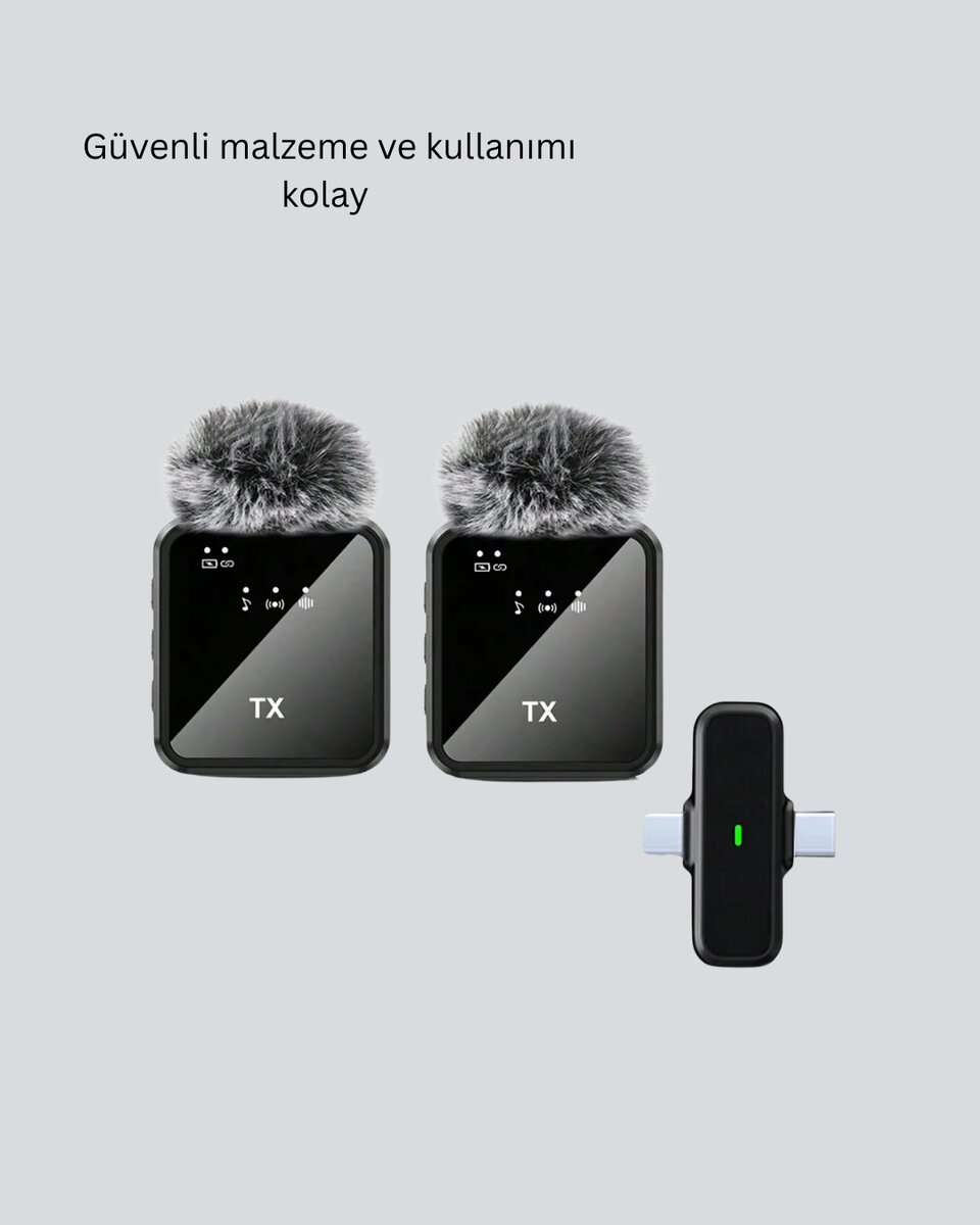 2in1 Kablosuz Yaka Mikrofonu iOS ve Android Uyumlu 2in1 Kablosuz Yaka Mikrofonu iOS ve Android Uyumlu