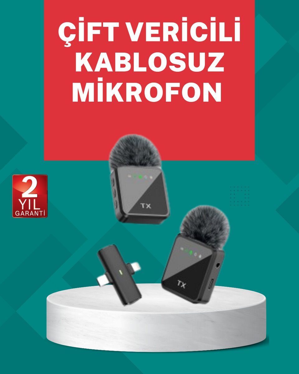 Profesyonel Ses Kayıtları İçin 2’li Kablosuz Yaka Mikrofon Seti Profesyonel Ses Kayıtları İçin 2’li Kablosuz Yaka Mikrofon Seti