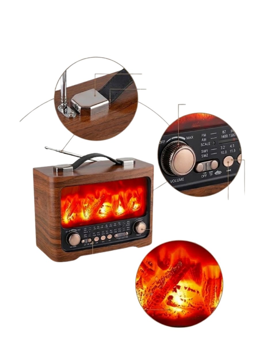 Taşınabilir Şömine Efektli Bluetooth Hoparlör FM Radyo LED Işıklı Müzik Çalar Taşınabilir Şömine Efektli Bluetooth Hoparlör FM Radyo LED Işıklı Müzik Çalar
