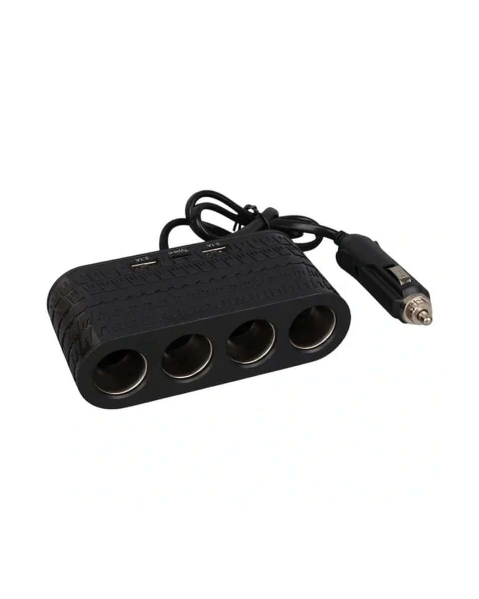 4 Çakmak Girişli Araç Çoklayıcı Type C ve USB Destekli Güvenli Güç Dağıtıcı
