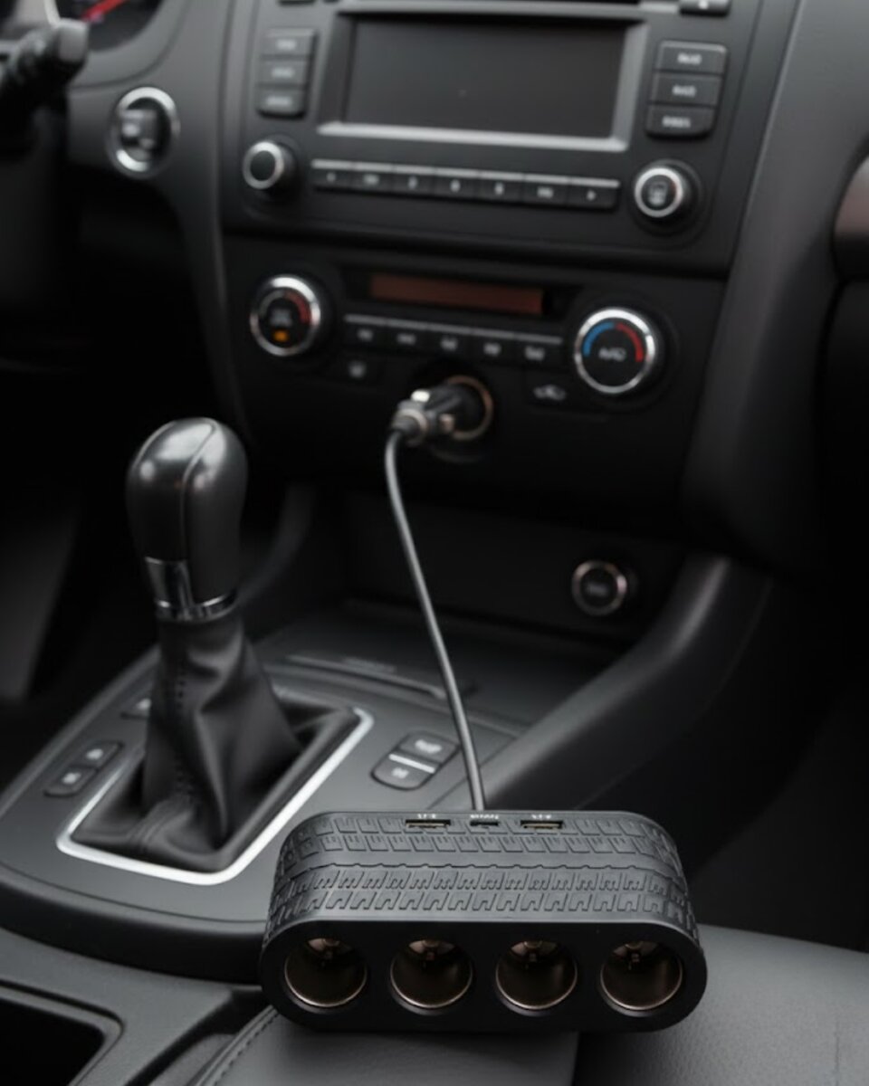 Araçlar İçin 4’lü Çakmak Çoklayıcı Type C USB ve Koruma Sistemli