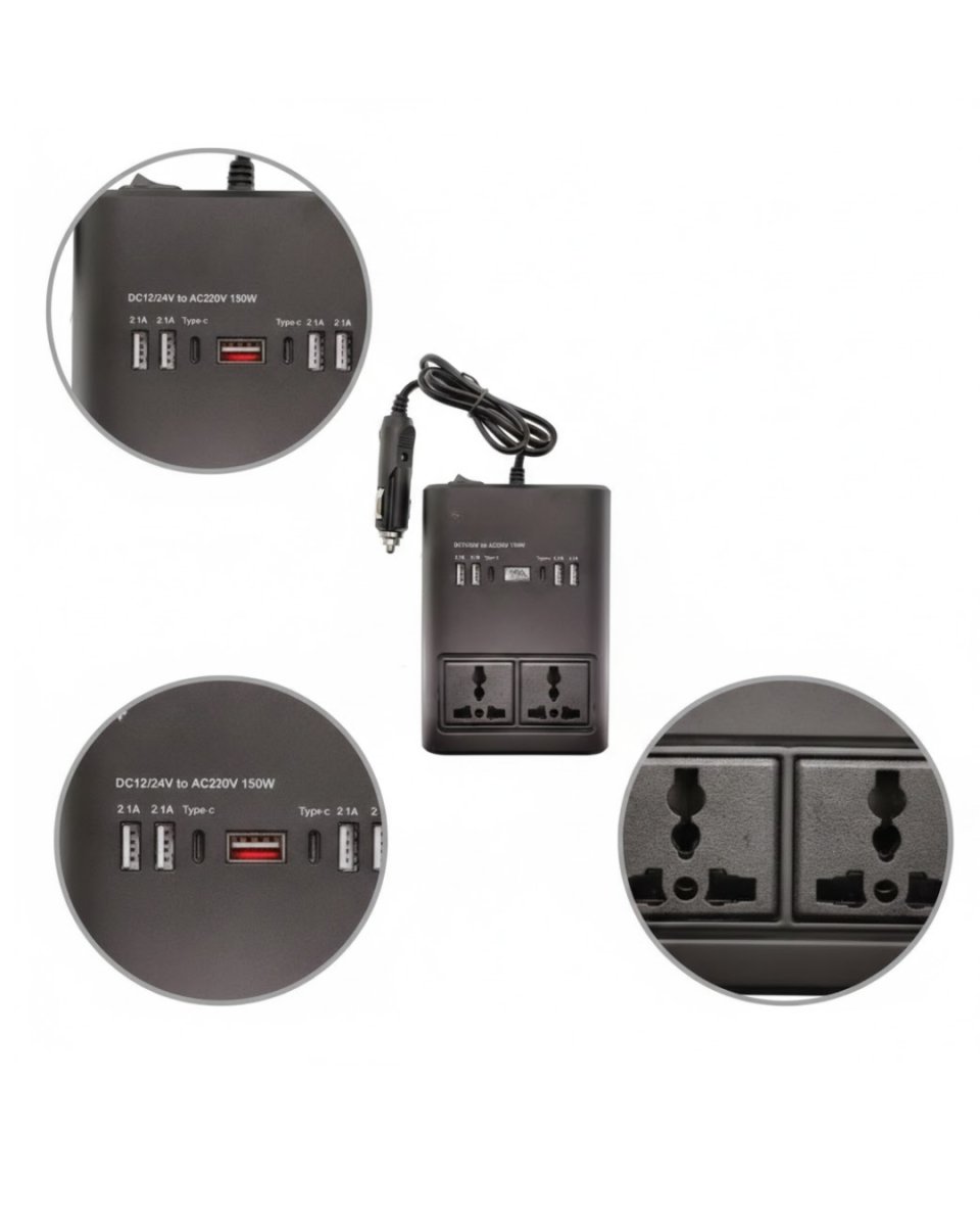 Araç İçin 12V 24V Güç Dönüştürücü 220V Priz ve USB Portlu Araç İçin 12V 24V Güç Dönüştürücü 220V Priz ve USB Portlu