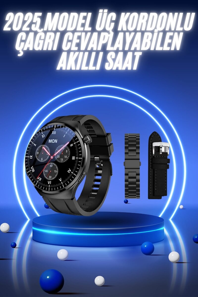 Akıllı Saat Yeni Nesil Üç Kordonlu Nabız Ölçer Çağrı Cevaplama Akıllı Saat Yeni Nesil Üç Kordonlu Nabız Ölçer Çağrı Cevaplama
