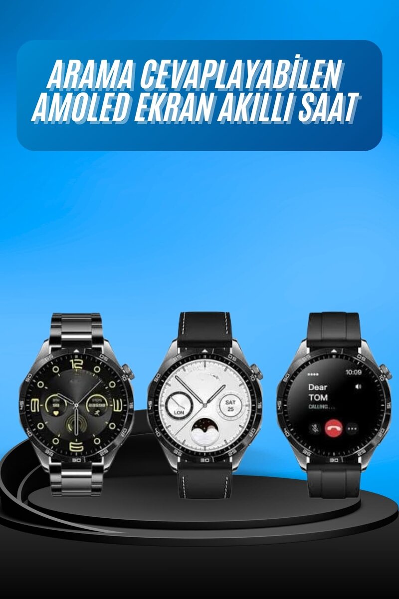 Amoled Ekran 3 Kordonlu Akıllı Saat 5.0 Bluetooth Bağlantılı Android ve İOS Uyumlu Amoled Ekran 3 Kordonlu Akıllı Saat 5.0 Bluetooth Bağlantılı Android ve İOS Uyumlu