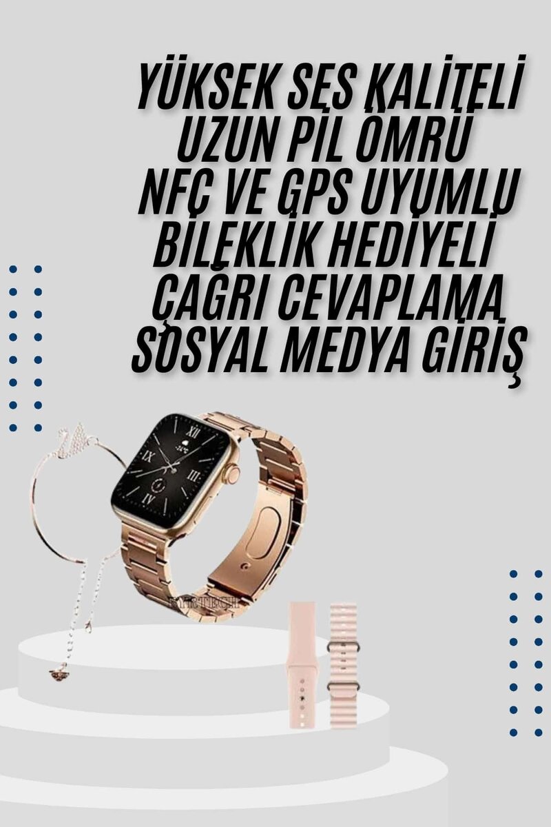 Akıllı Saat 3 Kordonlu Ve Aksesuarlı Bayanlar Için Şık Rose renk Akıllı Saat 3 Kordonlu Ve Aksesuarlı Bayanlar Için Şık Rose renk