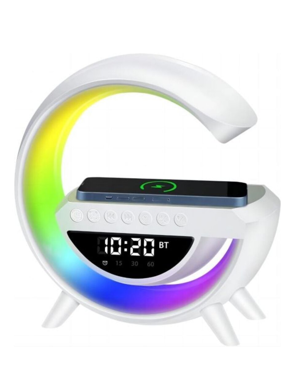 Kablosuz Şarjlı LED Işıklı Masa Saati Bluetooth Hoparlör Alarm Fonksiyonlu Kablosuz Şarjlı LED Işıklı Masa Saati Bluetooth Hoparlör Alarm Fonksiyonlu
