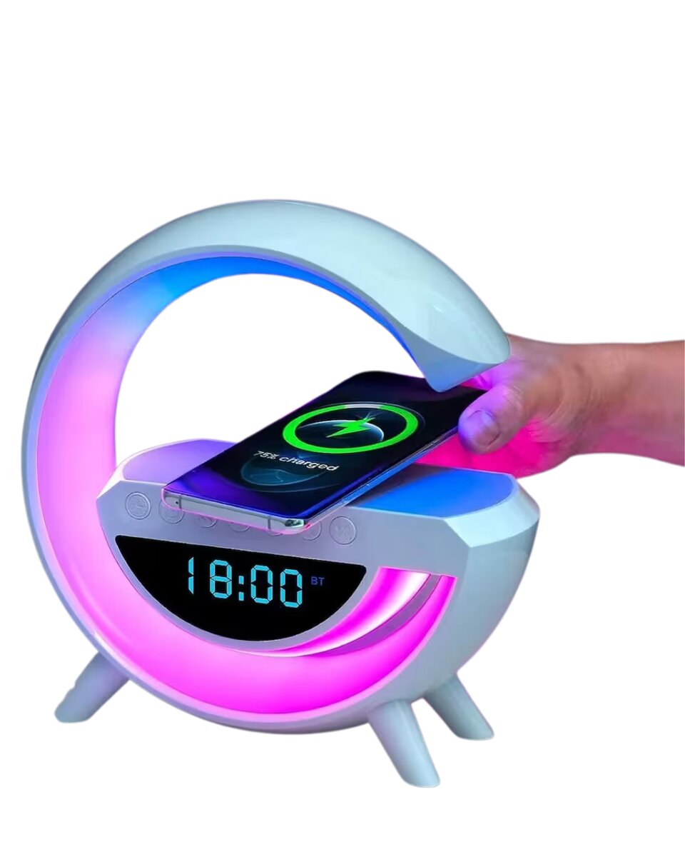 RGB Gece Lambalı Kablosuz Şarj Cihazlı Bluetooth Hoparlör Dijital Saat RGB Gece Lambalı Kablosuz Şarj Cihazlı Bluetooth Hoparlör Dijital Saat
