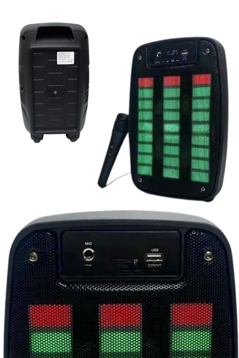Taşınabilir 6.5 inç LED Bluetooth Kareoke Hoparlör RGB Işıklı Radyolu Taşınabilir 6.5 inç LED Bluetooth Kareoke Hoparlör RGB Işıklı Radyolu