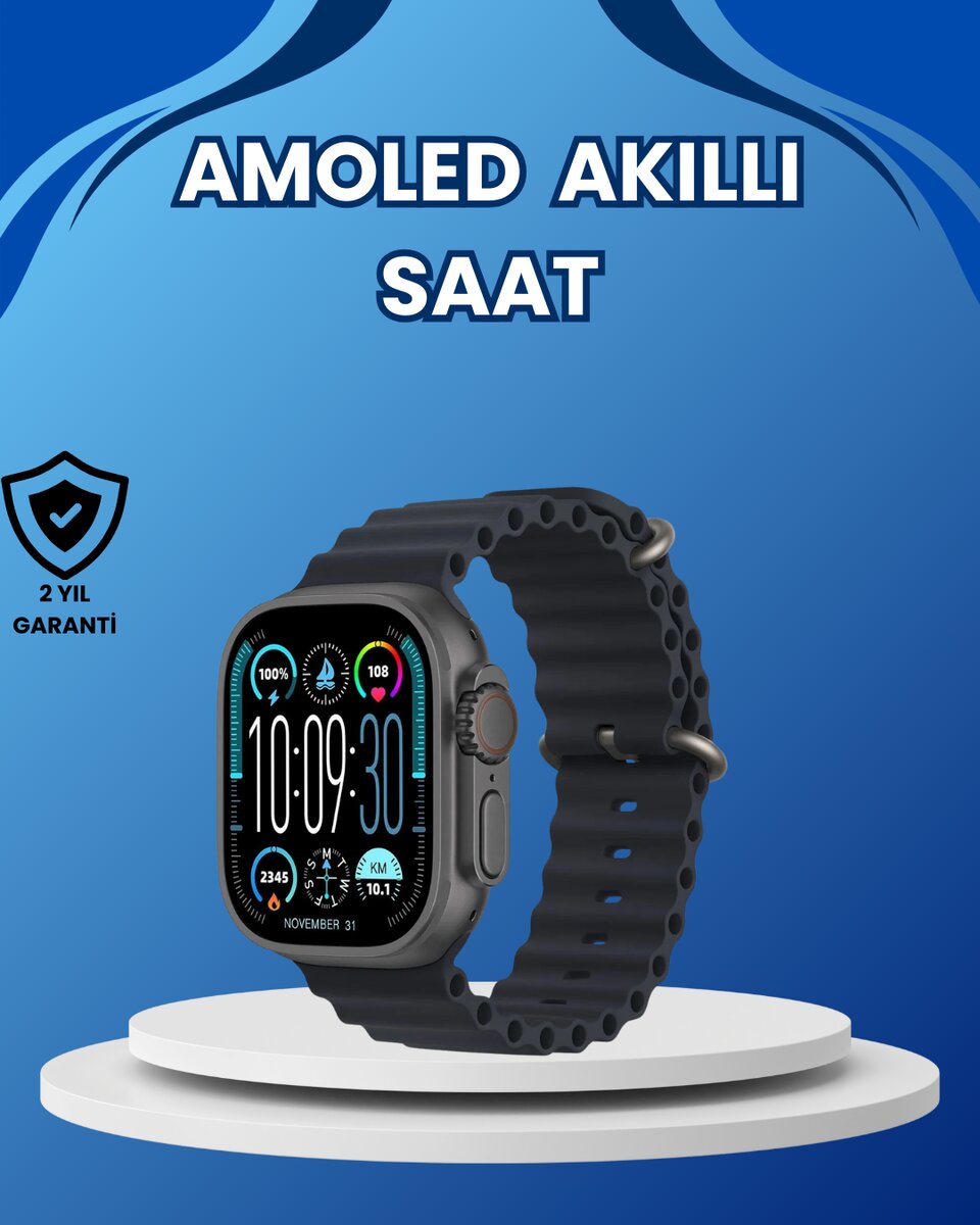 AMOLED Ultra Akıllı Saat 15 Gün Batarya Güçlü Ekran AMOLED Ultra Akıllı Saat 15 Gün Batarya Güçlü Ekran