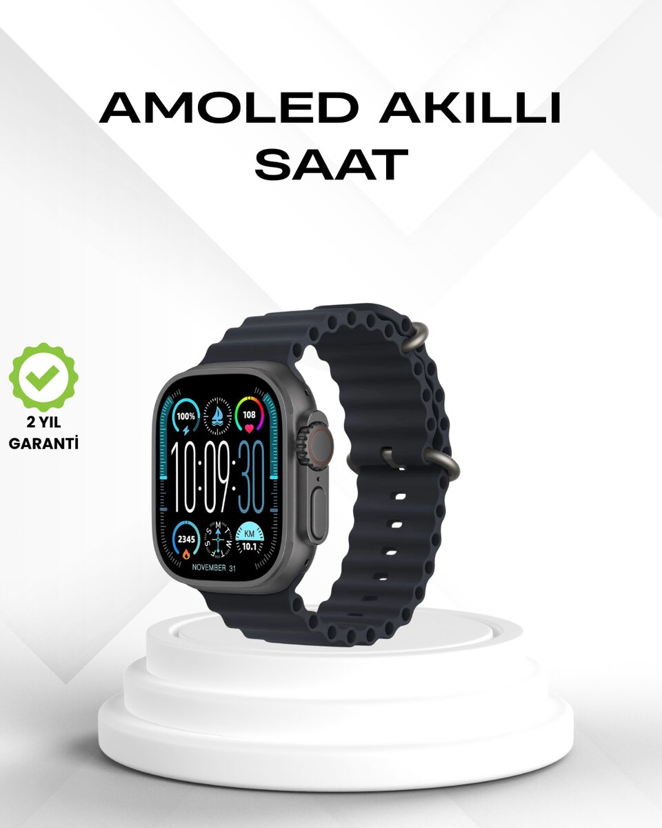 AMOLED Akıllı Saat Bluetooth Arama Su Geçirmez AMOLED Akıllı Saat Bluetooth Arama Su Geçirmez