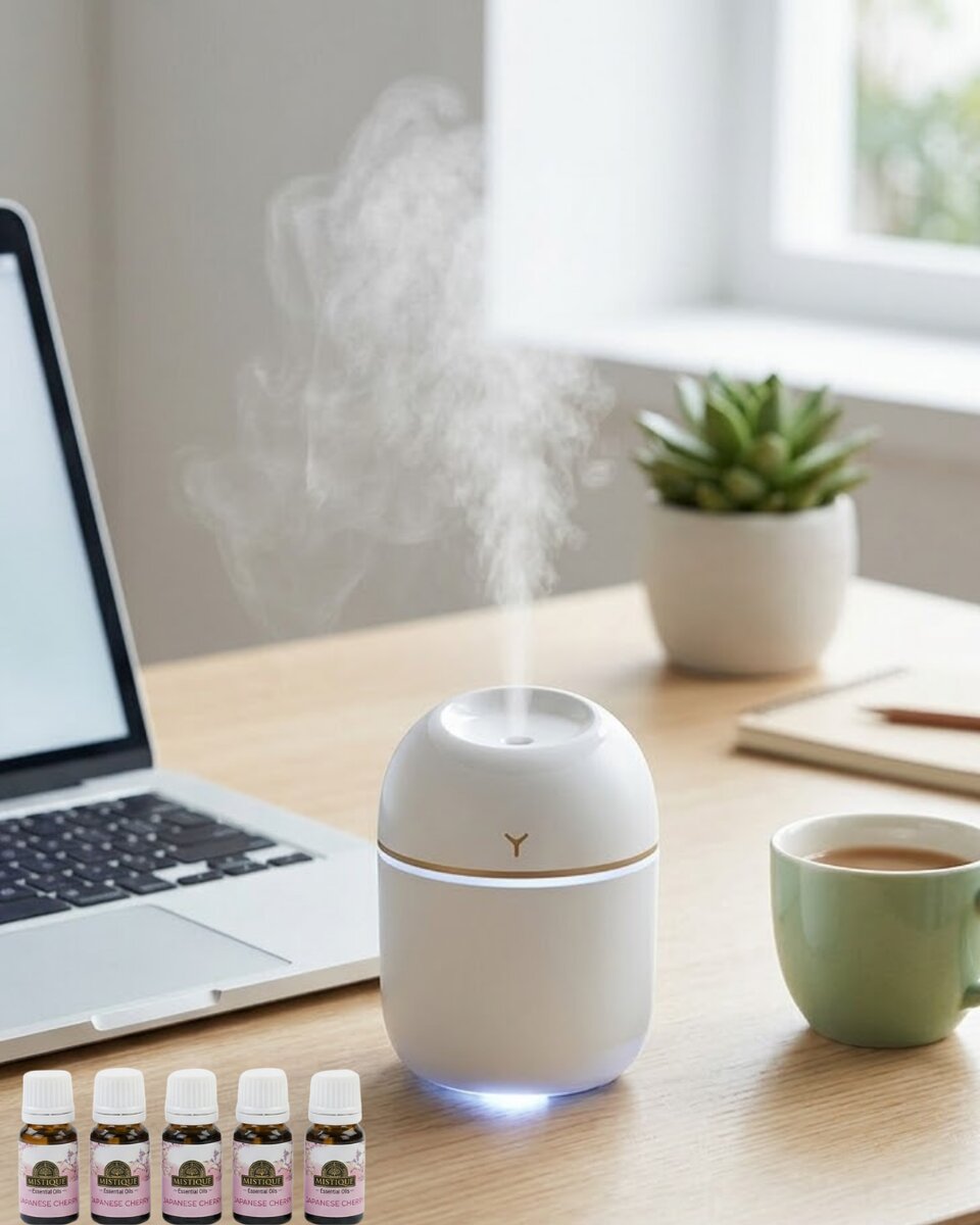 Mini Hava Nemlendirici USB Bağlantılı LED Işıklı 5 Esans Hediyeli Aromaterapi Difüzörü Mini Hava Nemlendirici USB Bağlantılı LED Işıklı 5 Esans Hediyeli Aromaterapi Difüzörü