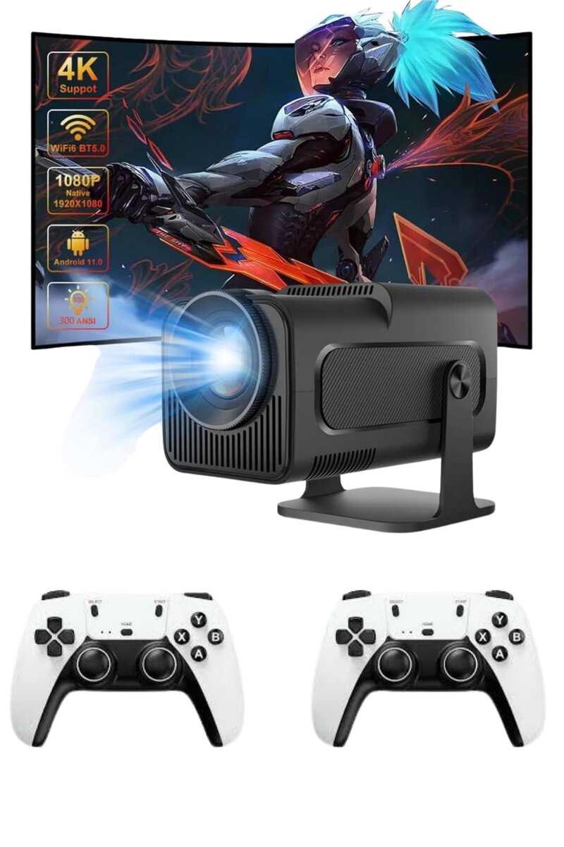 Çift Kollu Game Box Projeksiyon Cihazı Kumandalı Android Tv Dahili Hoparlör Çift Kollu Game Box Projeksiyon Cihazı Kumandalı Android Tv Dahili Hoparlör