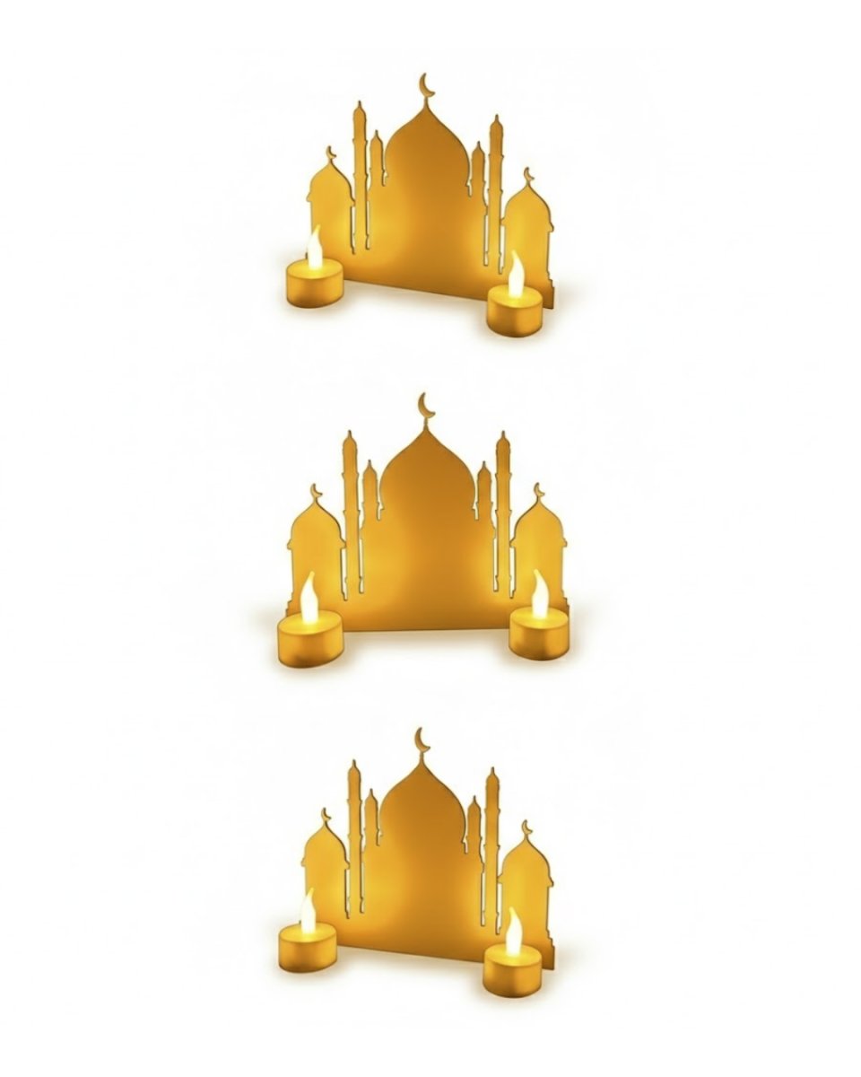 3D İki Mumlu Cami Dekor 2 Pilli LED Mum Hediyeli Masa Üstü Süs 3D İki Mumlu Cami Dekor 2 Pilli LED Mum Hediyeli Masa Üstü Süs