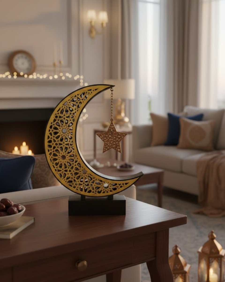 3D Hilal Yıldız Dekor 23x23 cm Ramazan Özel Masa Üstü Süs 3D Hilal Yıldız Dekor 23x23 cm Ramazan Özel Masa Üstü Süs
