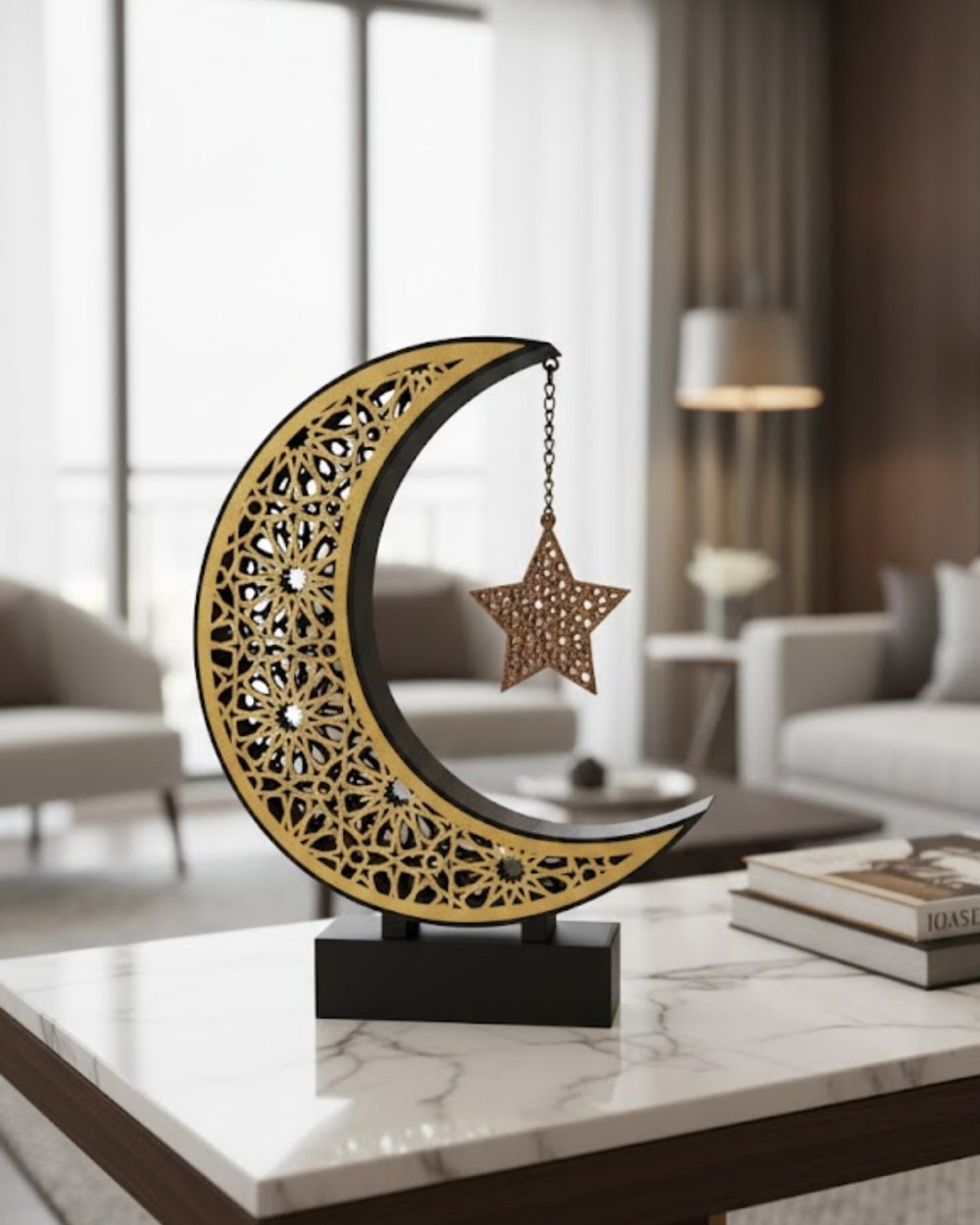 3D Hilal Yıldız Masa Üstü Dekor 23x23 cm Ramazan Konsept Tasarım 3D Hilal Yıldız Masa Üstü Dekor 23x23 cm Ramazan Konsept Tasarım