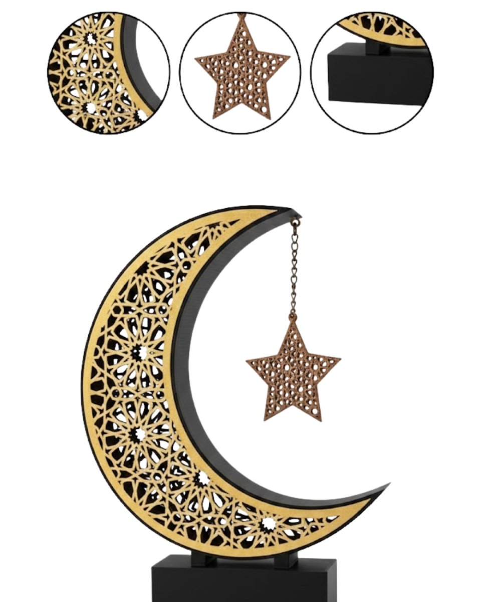 3D Hilal Yıldız Dekor 23x23 cm Ramazan Özel Masa Üstü Süs 3D Hilal Yıldız Dekor 23x23 cm Ramazan Özel Masa Üstü Süs