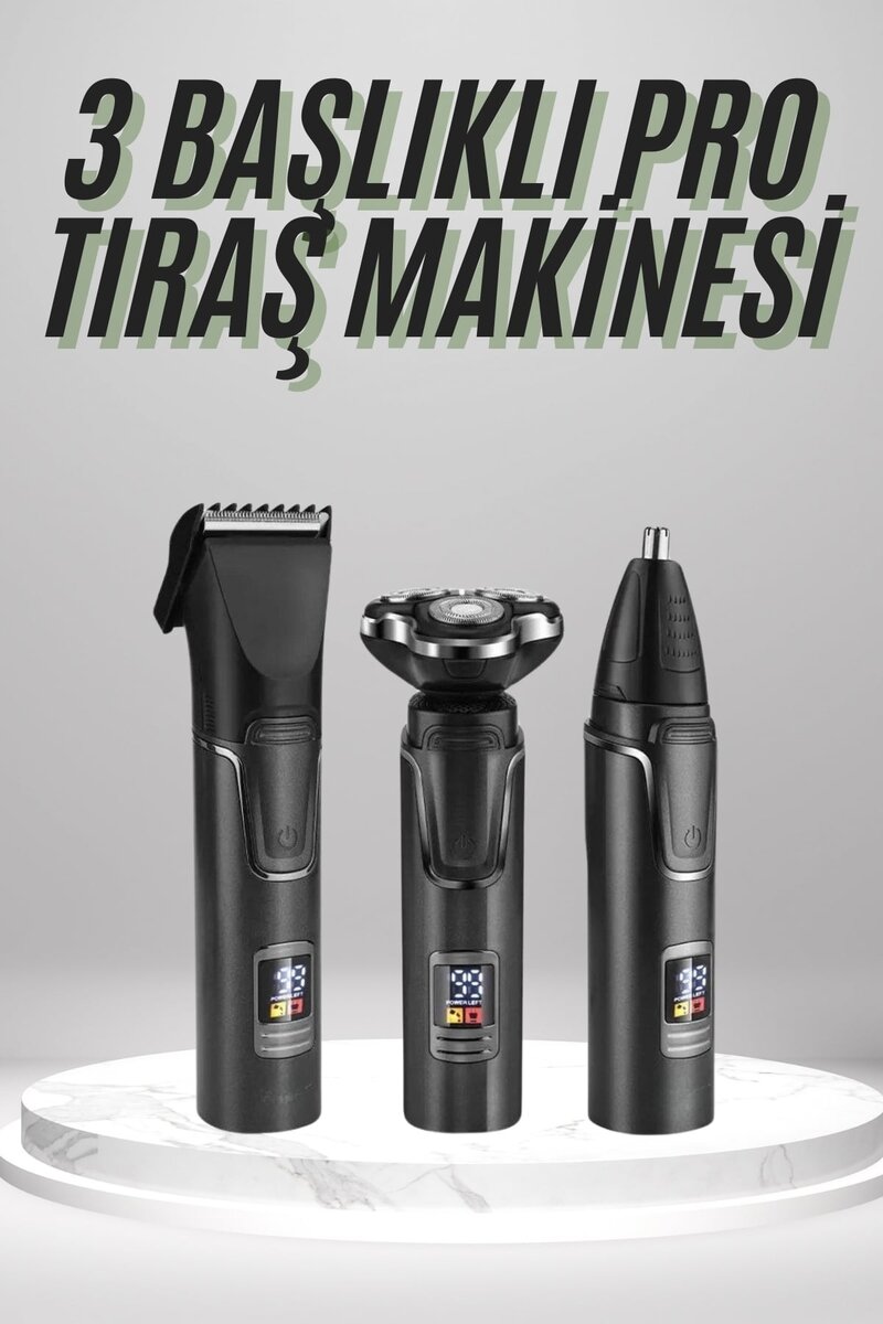 Dijital Göstergeli 3 Başlıklı Tıraş Makinesi Islak Kuru Lazer Öncesi Günlük Dijital Göstergeli 3 Başlıklı Tıraş Makinesi Islak Kuru Lazer Öncesi Günlük