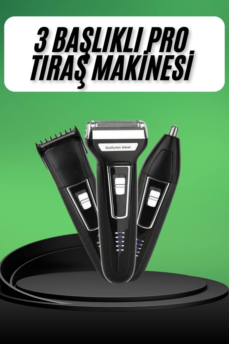 Tıraş Makinesi 3 Başlıklı T Başlıklı Hassas Ciltlere Özel Saç Sakal Vücut Kulak ve Burun Tıraş Makinesi 3 Başlıklı T Başlıklı Hassas Ciltlere Özel Saç Sakal Vücut Kulak ve Burun