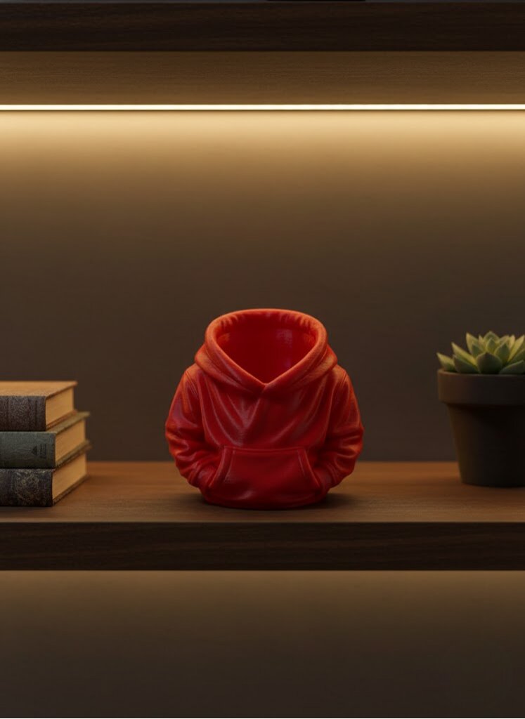 Dekoratif Kırmızı Hoodie Kalemlik 10x10 cm Dekoratif Kırmızı Hoodie Kalemlik 10x10 cm