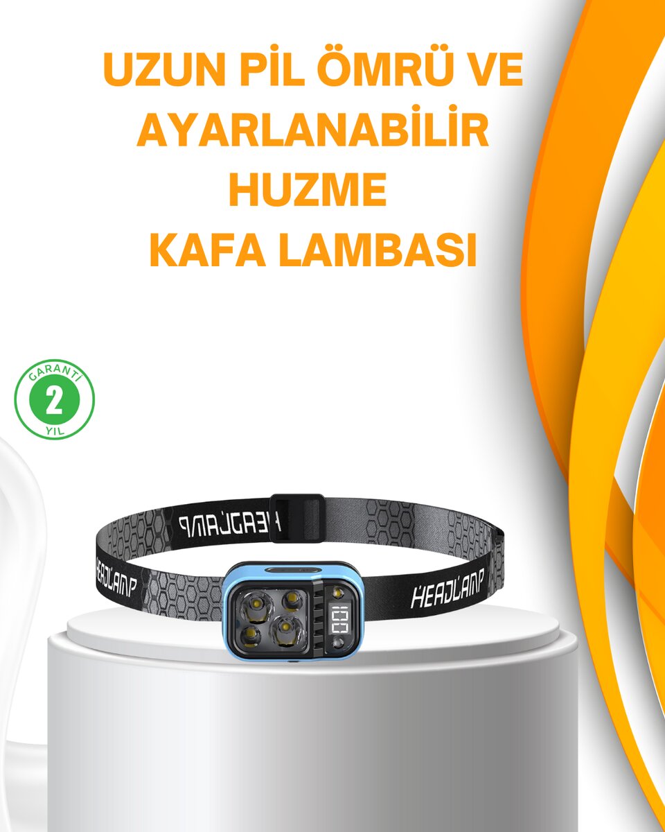 Su Geçirmez LED Kafa Lambası 53 Çalışma Modu Güç Ekranlı Su Geçirmez LED Kafa Lambası 53 Çalışma Modu Güç Ekranlı