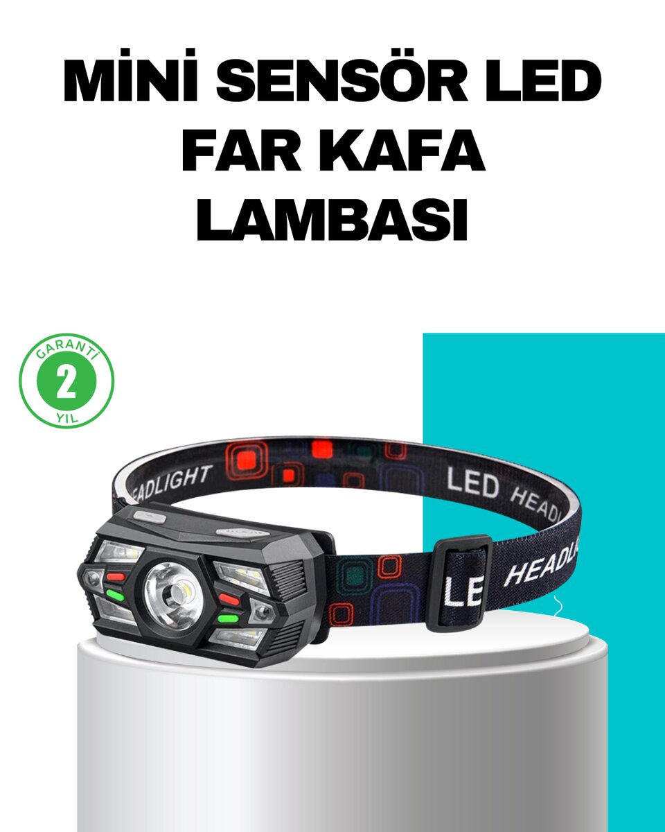 Hareket Sensörlü Şarjlı LED Far Suya Dayanıklı Çok Modlu Hareket Sensörlü Şarjlı LED Far Suya Dayanıklı Çok Modlu
