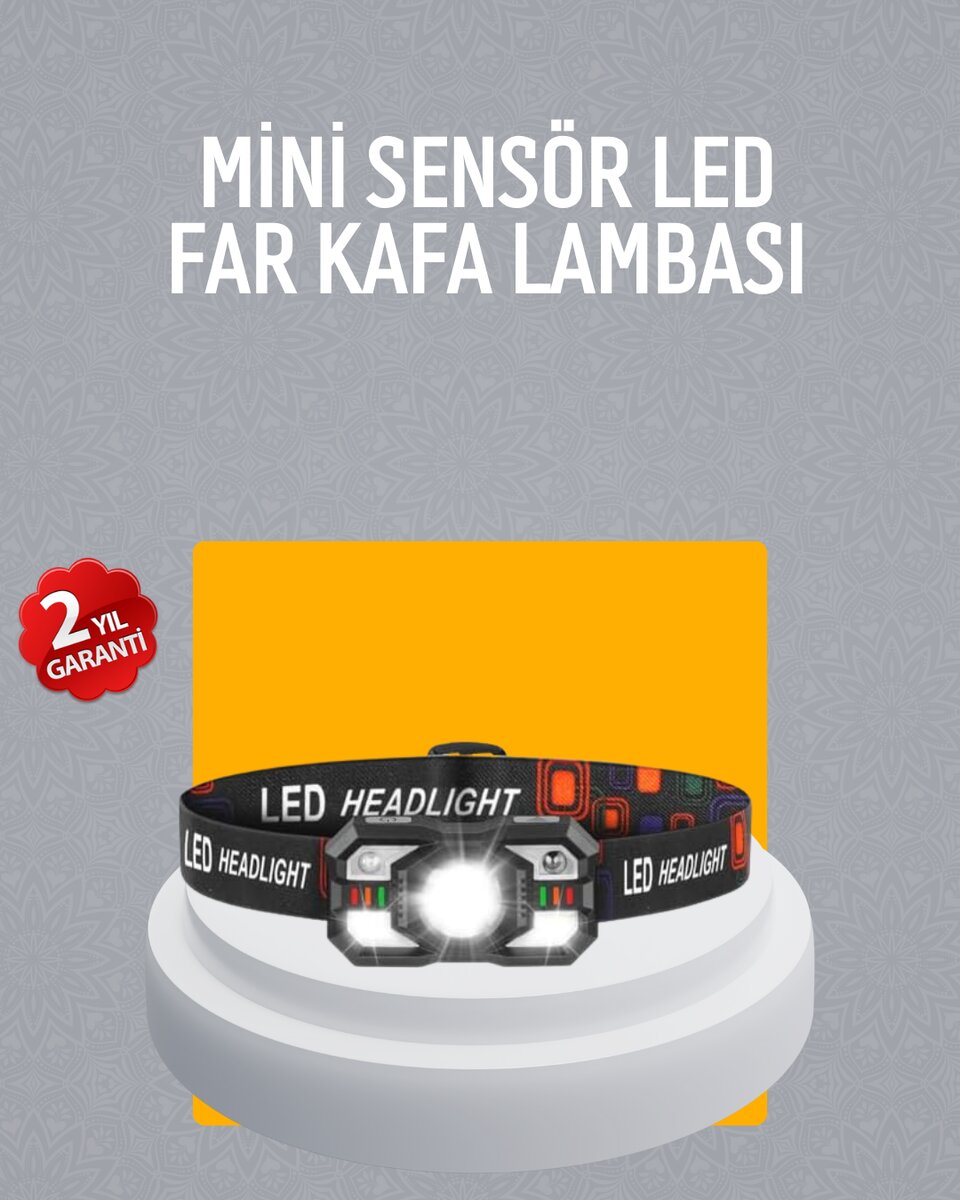 Şarj Edilebilir LED Far Hareket Sensörlü 5 Modlu Outdoor Şarj Edilebilir LED Far Hareket Sensörlü 5 Modlu Outdoor