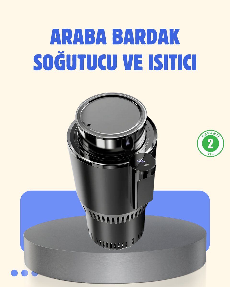 Araç İçi Akıllı Bardaklık Isıtıcı Soğutucu Dijital Ekranlı Araç İçi Akıllı Bardaklık Isıtıcı Soğutucu Dijital Ekranlı