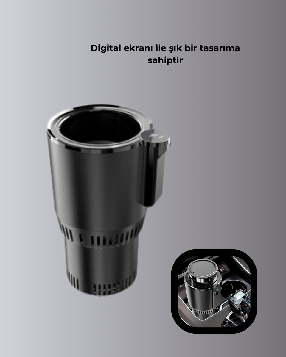 Araç İçi Akıllı Bardaklık Isıtıcı Soğutucu Dijital Ekranlı Araç İçi Akıllı Bardaklık Isıtıcı Soğutucu Dijital Ekranlı