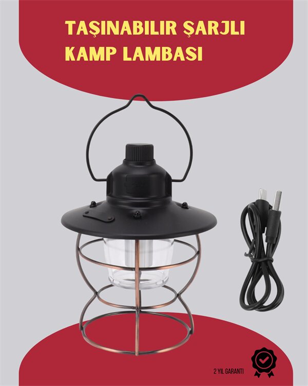 USB Şarjlı Retro LED Kamp Feneri – 4 Işık Modu, Su Geçirmez, Taşınabilir USB Şarjlı Retro LED Kamp Feneri – 4 Işık Modu, Su Geçirmez, Taşınabilir