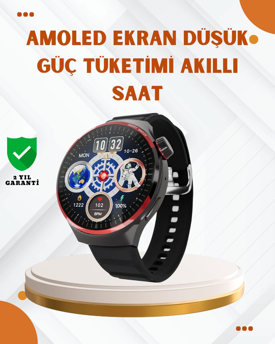 AMOLED Ekranlı Akıllı Saat Bluetooth Arama ve NFC Destekli AMOLED Ekranlı Akıllı Saat Bluetooth Arama ve NFC Destekli
